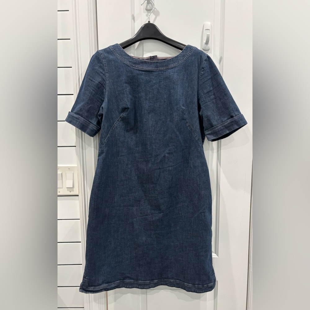 Boden Blue Sheath Dress with Cuffed Sleeves